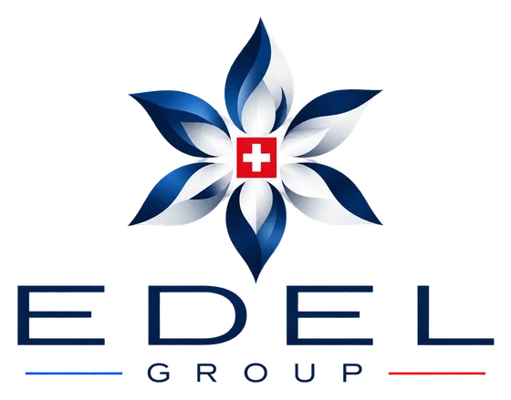 EDEL Group logo: an edelweiss with the Swiss cross